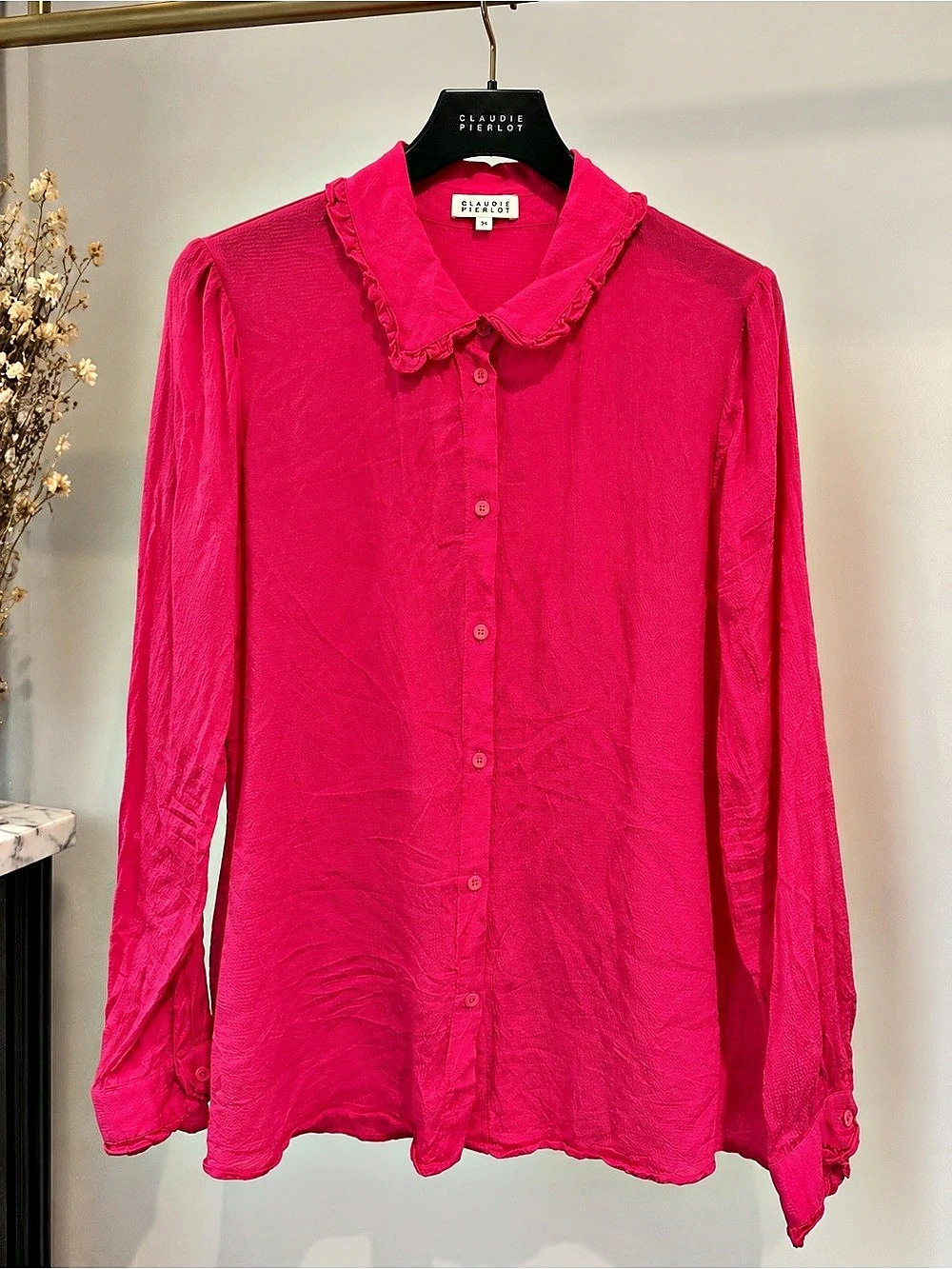 Claudie Pierlot Ruffled Collar Long-Sleeve Blouse Pink Size 38